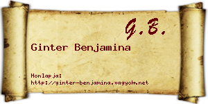 Ginter Benjamina névjegykártya